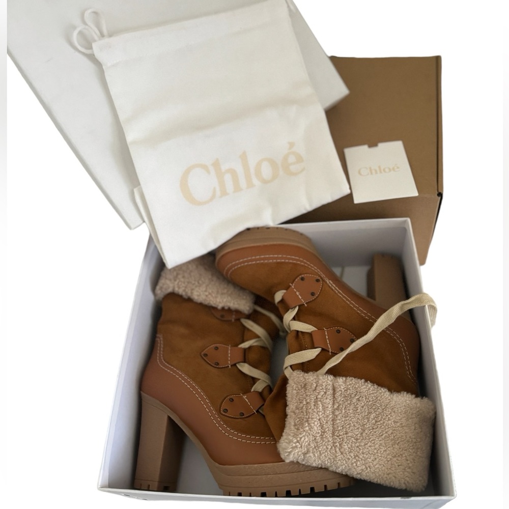 See by Chloé Verena Shearling High Block Heel Booties - Picture 16 of 16